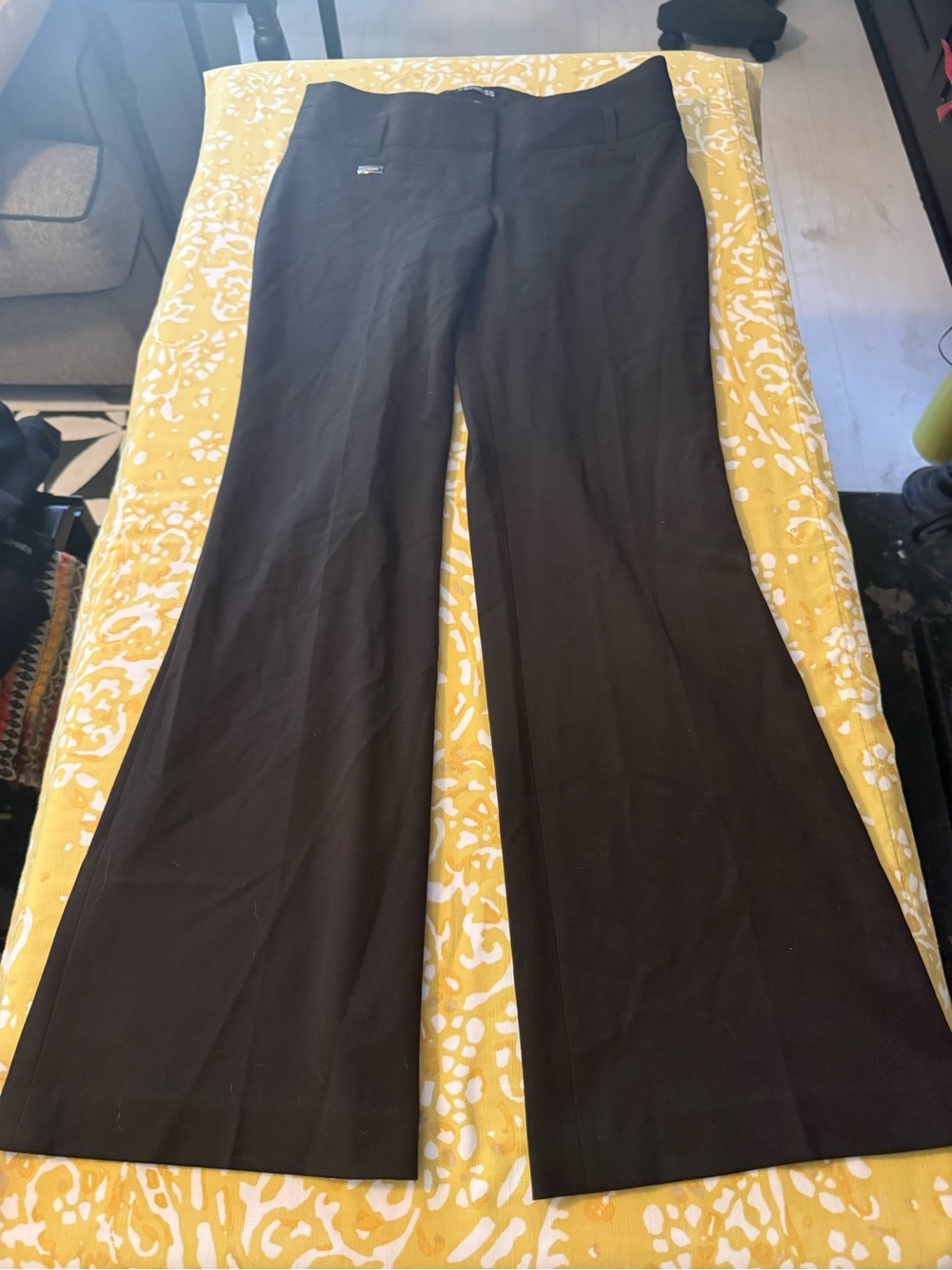 Express Brown Wide-Leg Trousers with Logo Tab